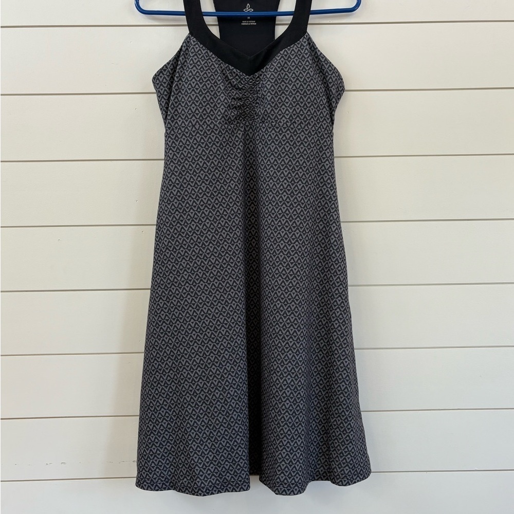 Prana Charcoal and Black Patterned Midi Dress